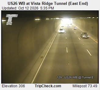 US26 WB at Vista Ridge Tunnel (East End)