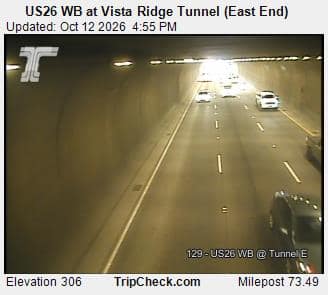 US26 WB at Vista Ridge Tunnel (East End)