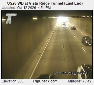 US26 WB at Vista Ridge Tunnel (East End)