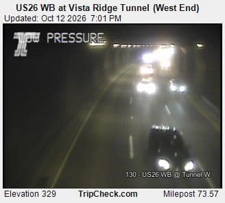 US26 WB at Vista Ridge Tunnel (West End)